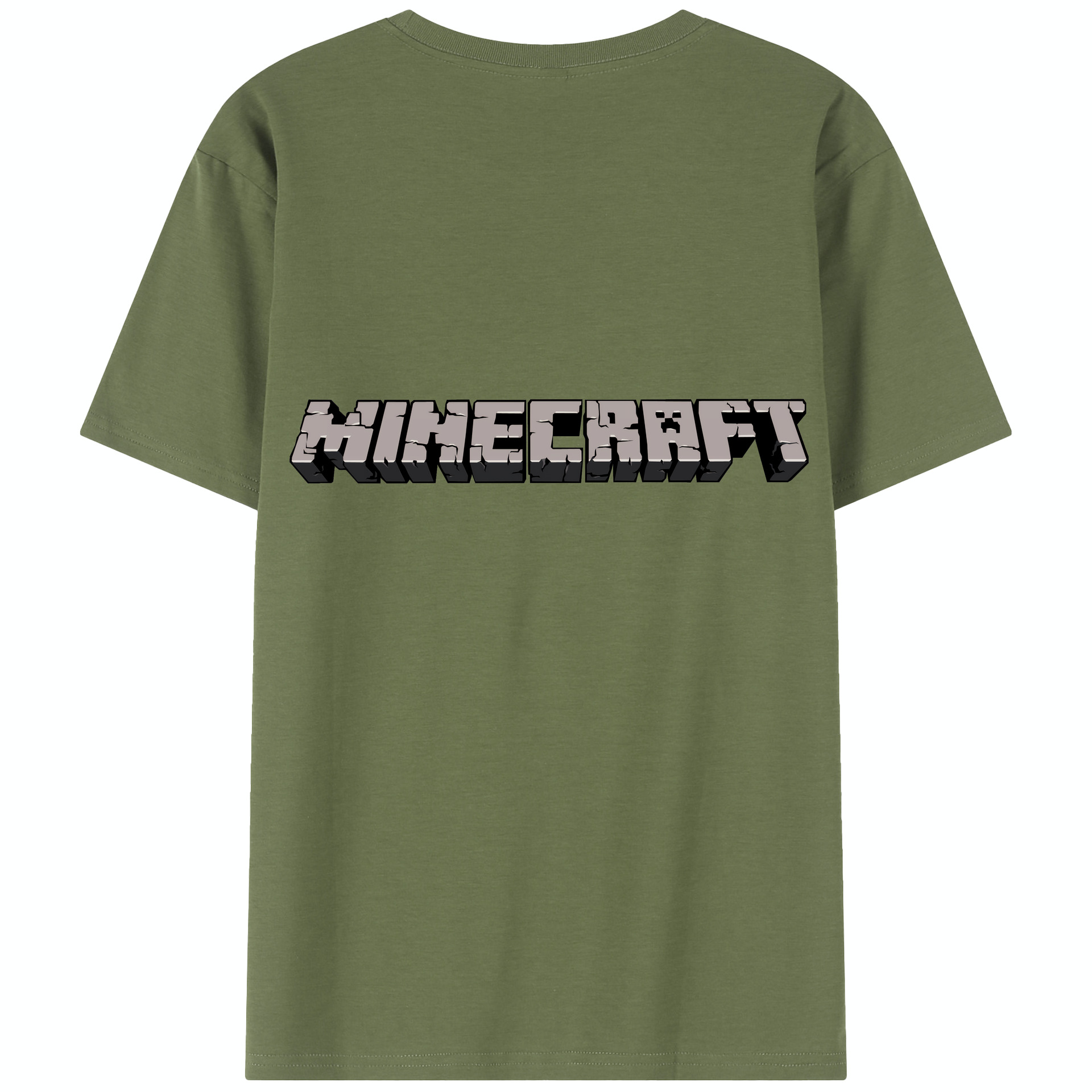 （画像用） マインクラフト ブロックの世界 Minecraft MC Block world 綿100％半袖Tシャツ（背面プリント）